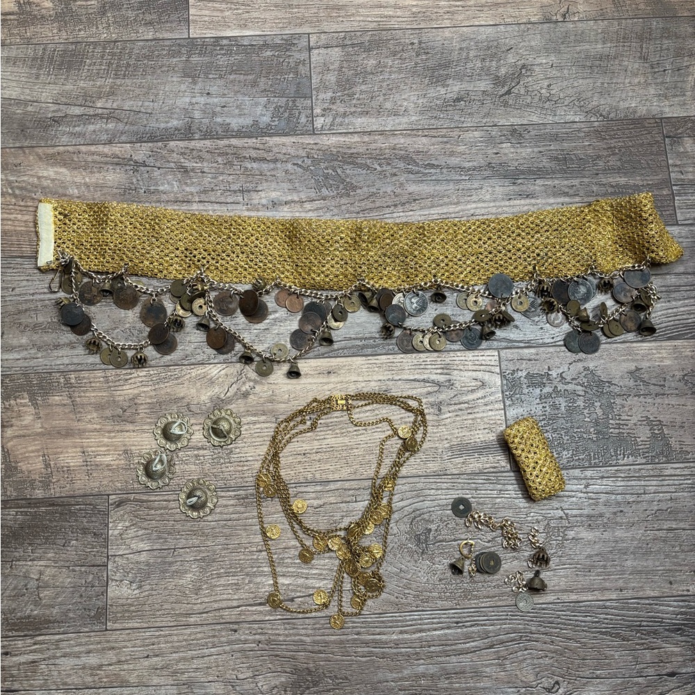 Gold Belly Dance Hip Scarf with Coins